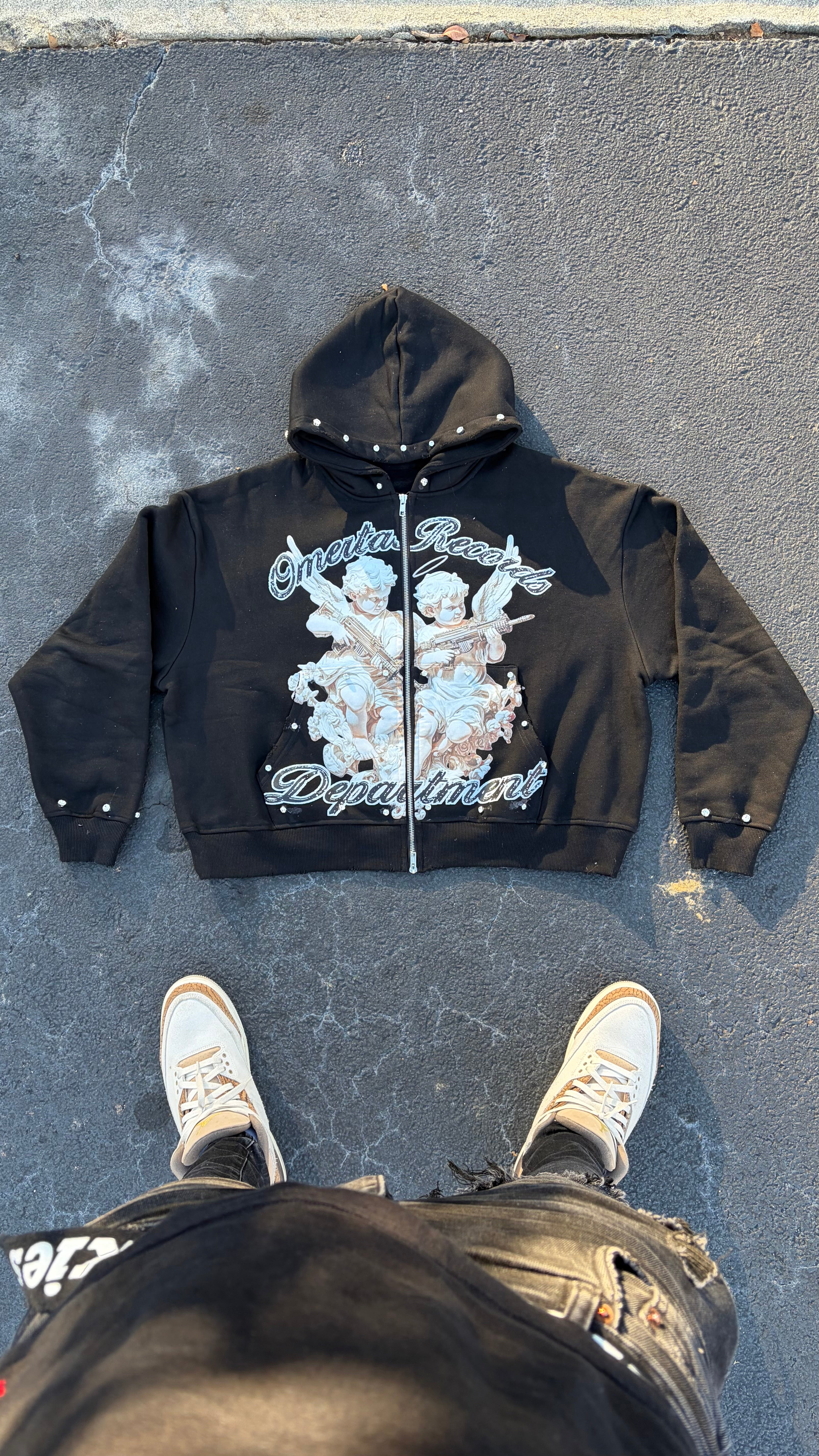 Omerta Rhinstone zip-up